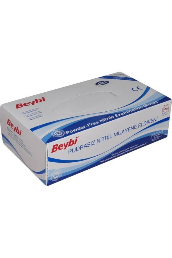 Beybi Nitril Eldiven Pudrasız Large Mavi 100'lü - 1
