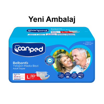 Canped Tekstil Yüzey Belbantlı Hasta Bezi Large 30'lu - Canped