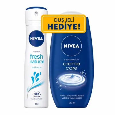 Nivea Deodorant Sprey Fresh Natural Women 150 ml + Duş Jeli Crème Care 250 ml - 2