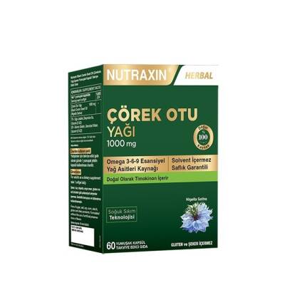 Nutraxin Çörek Otu Yağı 1000 mg 60 Yumuşak Kapsül - Nutraxin