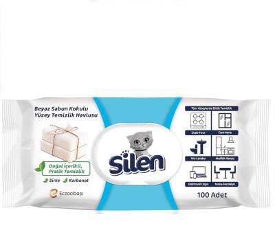 Silen Beyaz Sabun Kokulu Yüzey Temizlik Havlusu 100 Adet - Silen