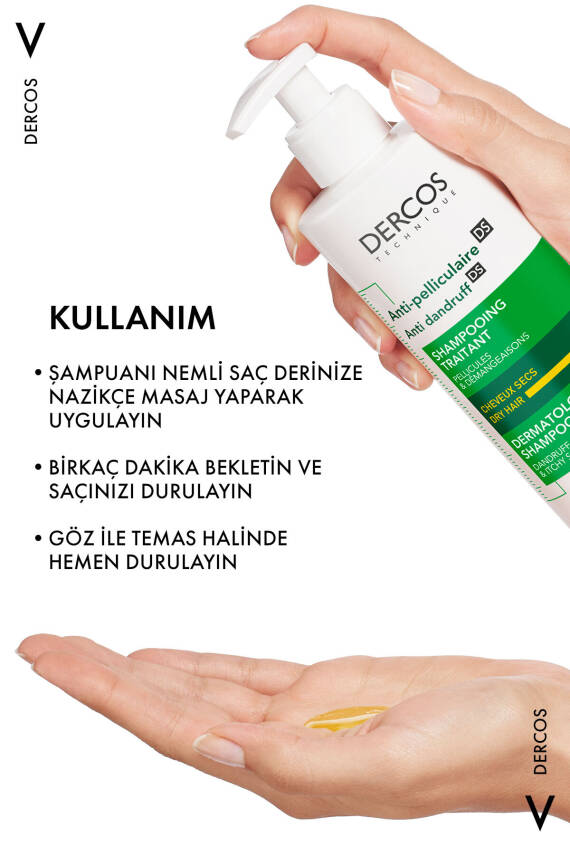 Vichy Dercos Anti Dandruff Kuru Saçlar için Kepek Karşıtı Şampuan 390 ml - 3