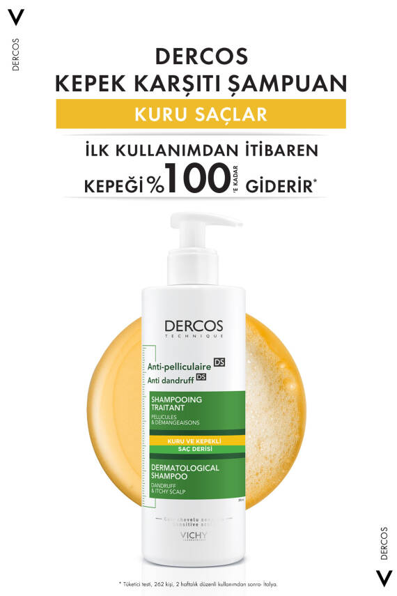 Vichy Dercos Anti Dandruff Kuru Saçlar için Kepek Karşıtı Şampuan 390 ml - 5