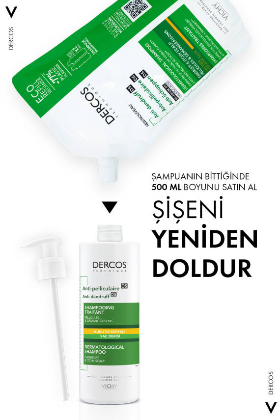 Vichy Dercos Anti Dandruff Kuru Saçlar için Kepek Karşıtı Şampuan 390 ml - 6