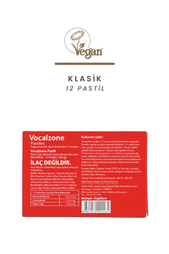 Vocalzone Klasik Pastil 12'li - 2